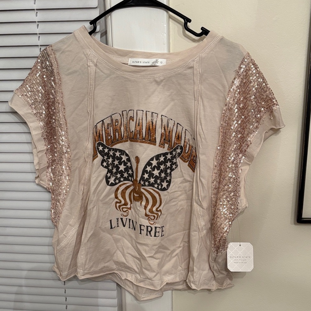 Altar'd State Cream sequin Top